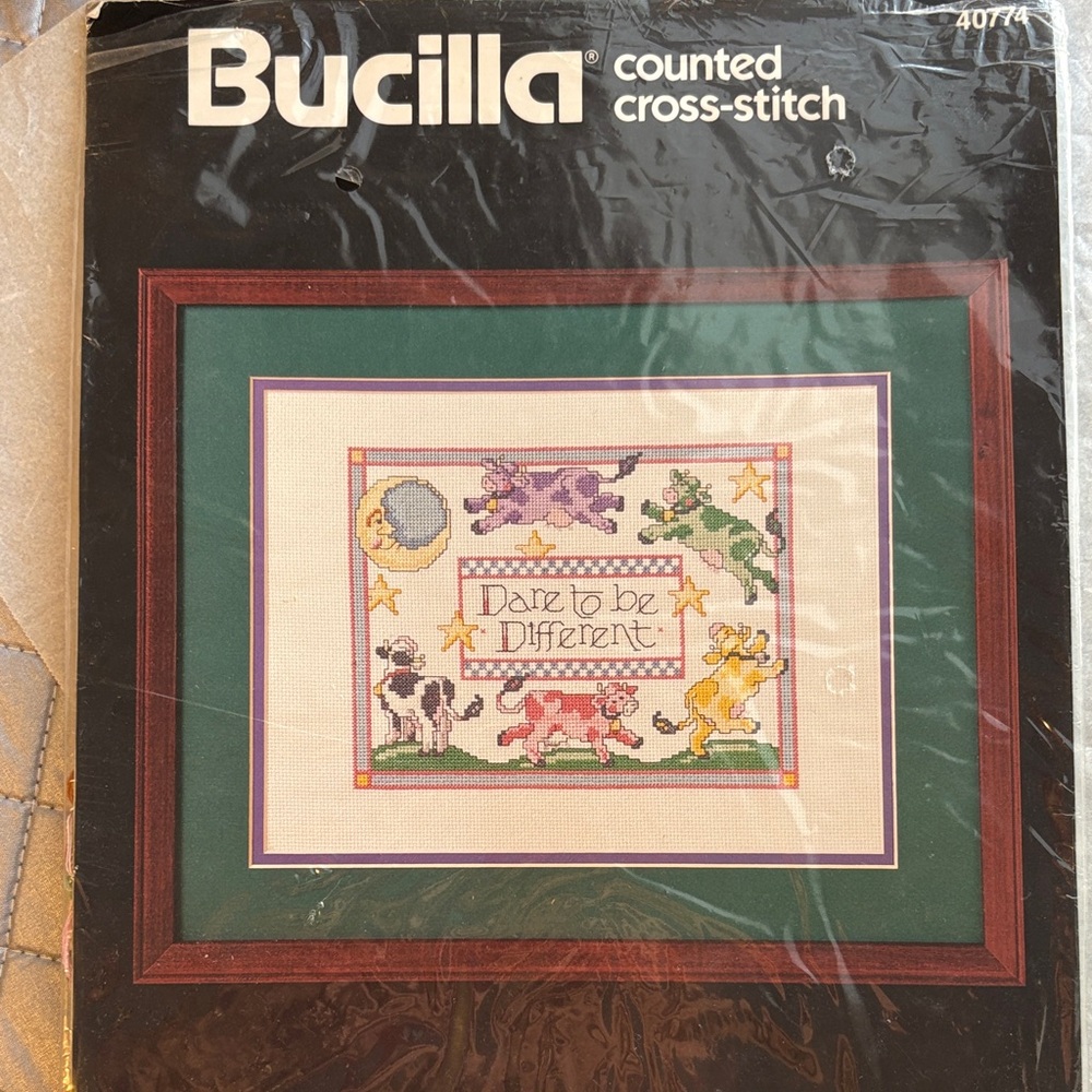 Vintage Bucilla cross-stitch pattern Dare to be Different